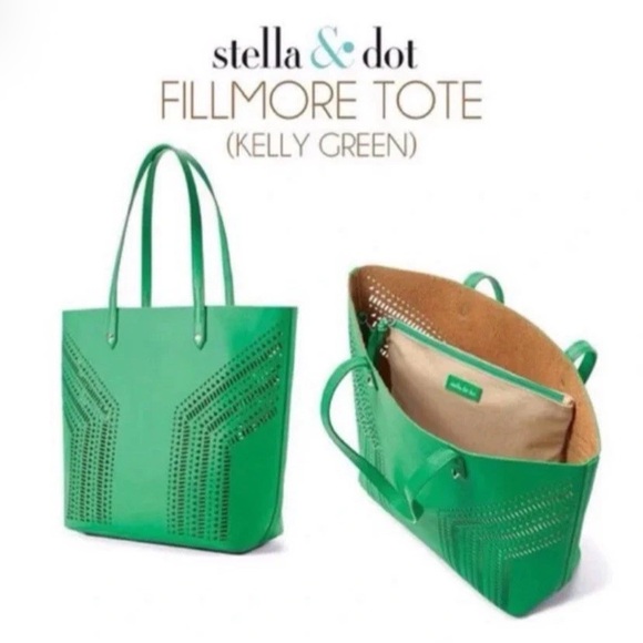 Stella & Dot Handbags - Stella & Dot Brand New Kelly Green Fillmore Tote Handbag and Wristlet Set